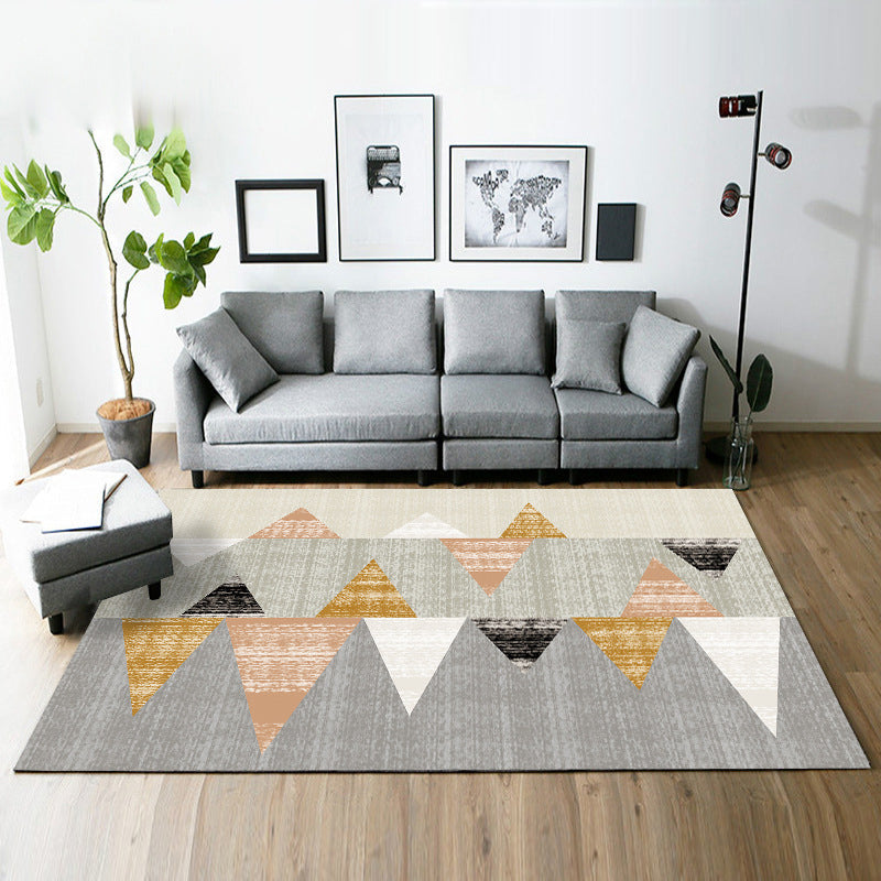 Modern living room rug in black and yellow color block striped pattern rug polyester non-slip rug | Bowlift