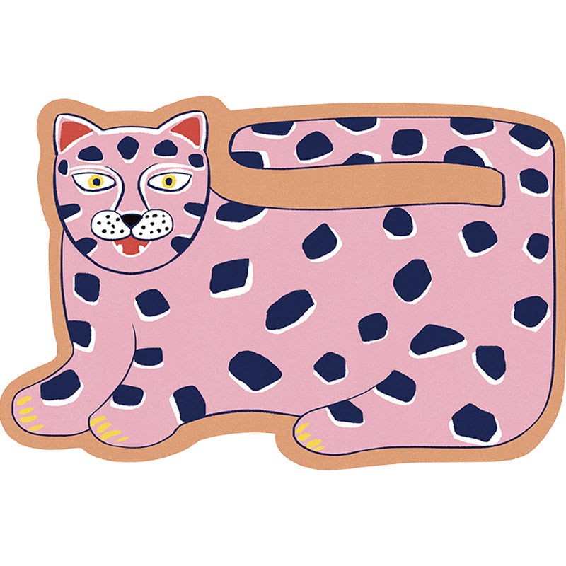 BowLift | Stylish children's irregular rug in pink and brown animal tiger lion pattern rug polyester washable rug for the children's room