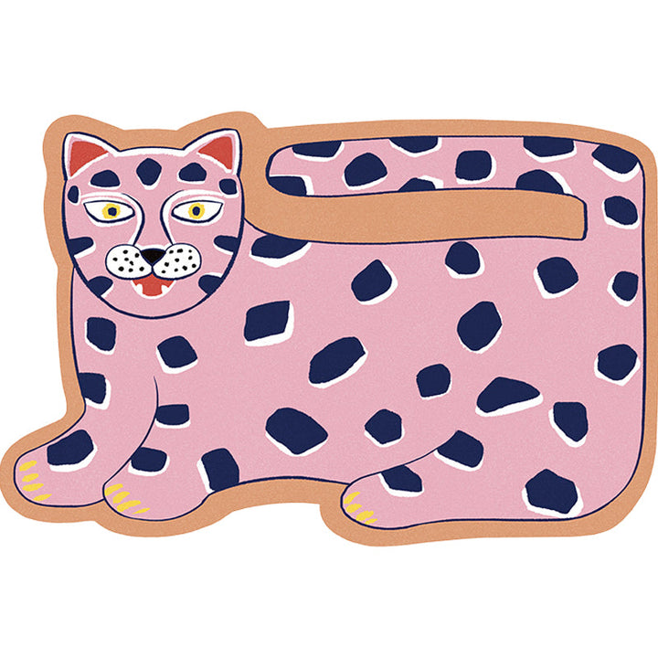 BowLift | Stylish children's irregular rug in pink and brown animal tiger lion pattern rug polyester washable rug for the children's room