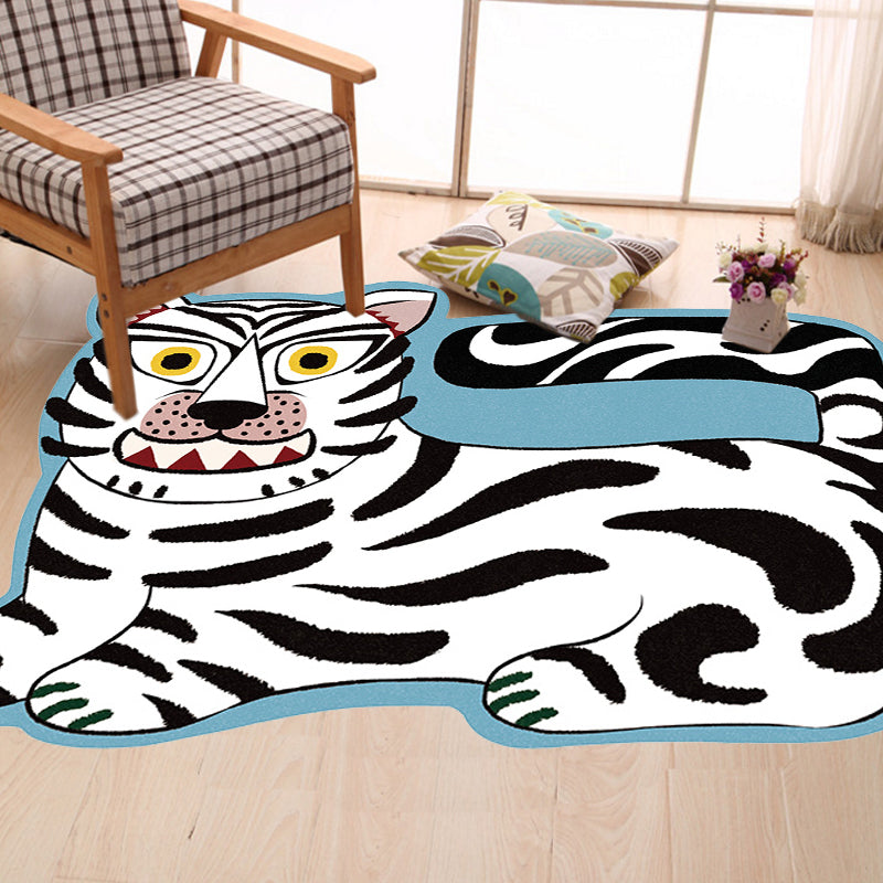 BowLift | Stylish children's irregular rug in pink and brown animal tiger lion pattern rug polyester washable rug for the children's room