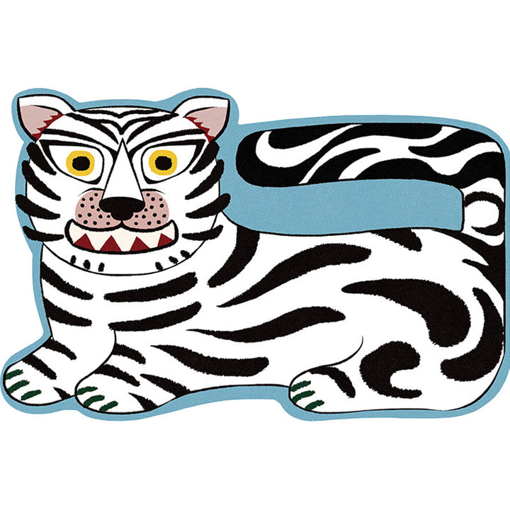 BowLift | Stylish children's irregular rug in pink and brown animal tiger lion pattern rug polyester washable rug for the children's room