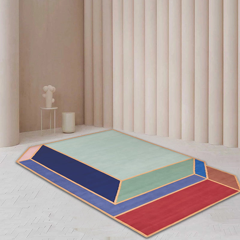 BowLift | Novelty Living Room Irregular Rug Colorful Block Cube Print Rug Polyester Pet-Friendly Area Rug