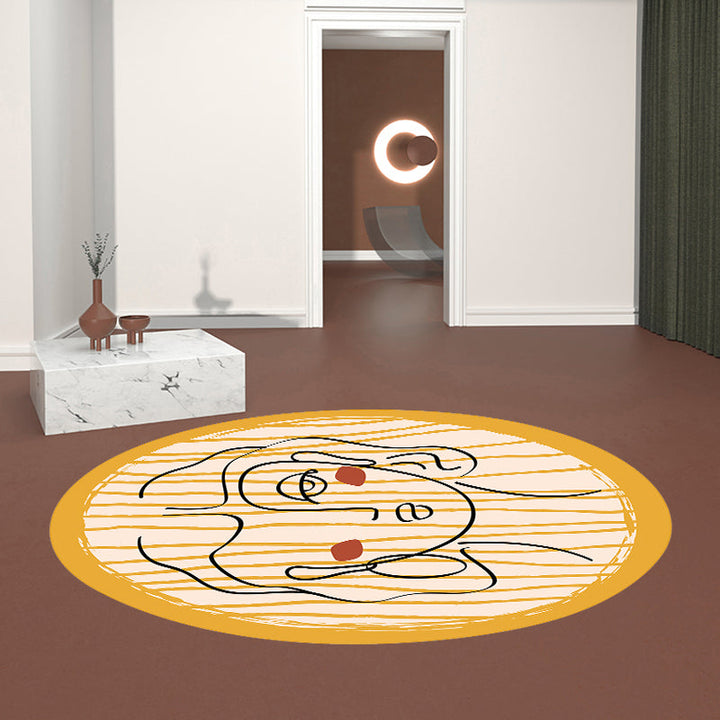 BowLift | Novelty Living Room Irregular Rug in Yellow Abstract Virgin Print Rug Polyester Non-Slip Back Area Rug