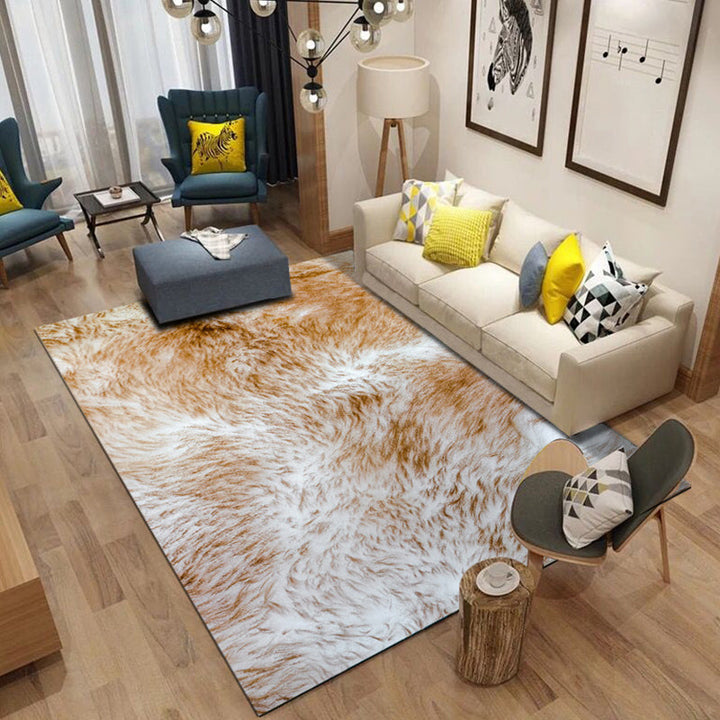 Modern living room rug in black and orange animal giraffe tiger leopard pattern rug polyester non-slip area rug | Bowlift