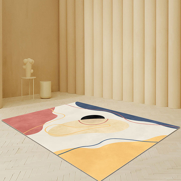 BowLift | Beige Abstract Carpet Polyester Modern Carpet Nonslip Background Pet-Friendly Area Rug for Living Room
