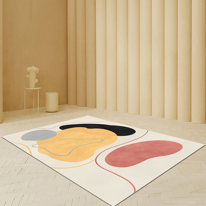 BowLift | Beige Abstract Carpet Polyester Modern Carpet Nonslip Background Pet-Friendly Area Rug for Living Room