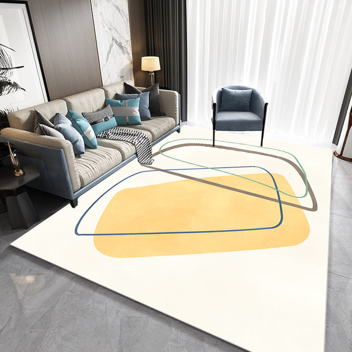 BowLift | Beige Abstract Carpet Polyester Modern Carpet Nonslip Background Pet-Friendly Area Rug for Living Room