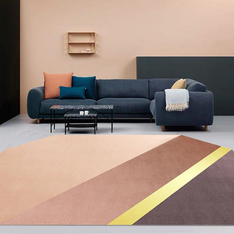 BowLift | Novelty Living Room Irregular Carpet in Brown Color Block Rectangular Print Carpet Polyester Stain Resistant Carpet