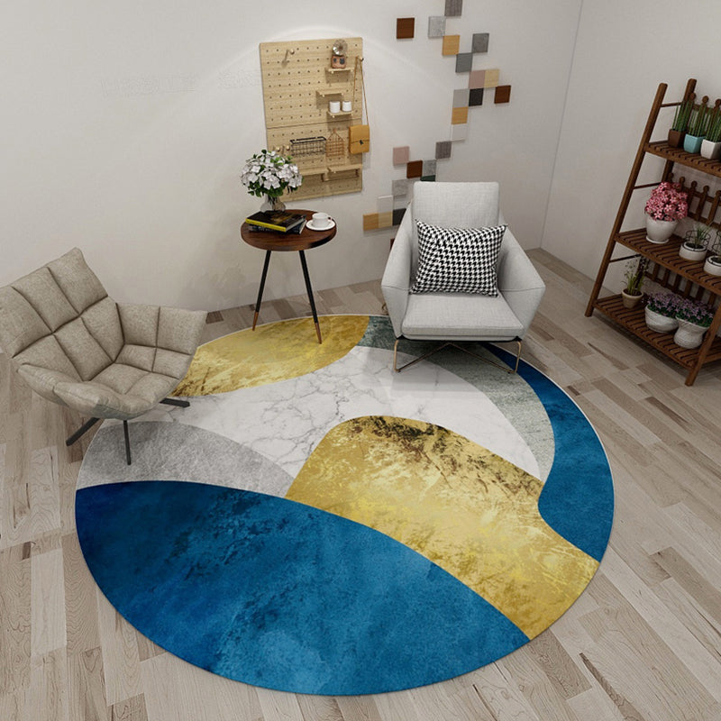 Modern living room carpet in black and blue color combination print carpet polyester stain-resistant carpet | Bowlift