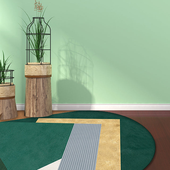 BowLift | Green Irregular Bedroom Rug Novelty Color Block Pattern Area Rug Polyester Stain Resistant Carpet