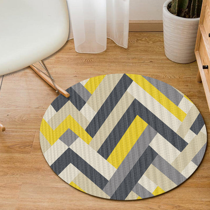 Modern living room rug in blue and yellow with geometric triangle pattern Rug made of polyester, stain-resistant rug for the living area | Bowlift