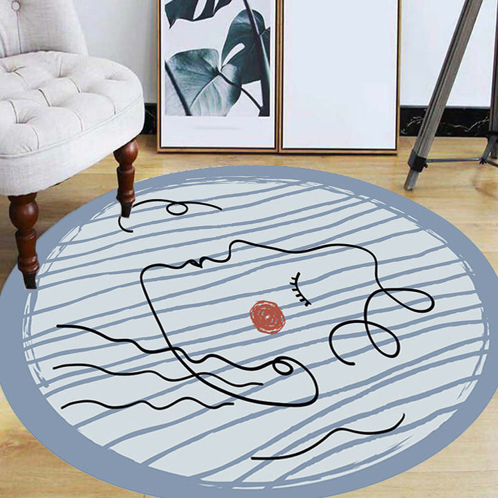 BowLift | Novelty Living Room Irregular Carpet in Blue Abstract Painting Print Carpet Polyester Non-Slip Back Carpet