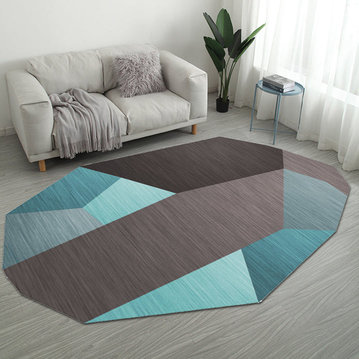 BowLift | Casual Bedroom Irregular Rug in Gray and Ivory Color Block Print Rug Polyester Washable Area Rug