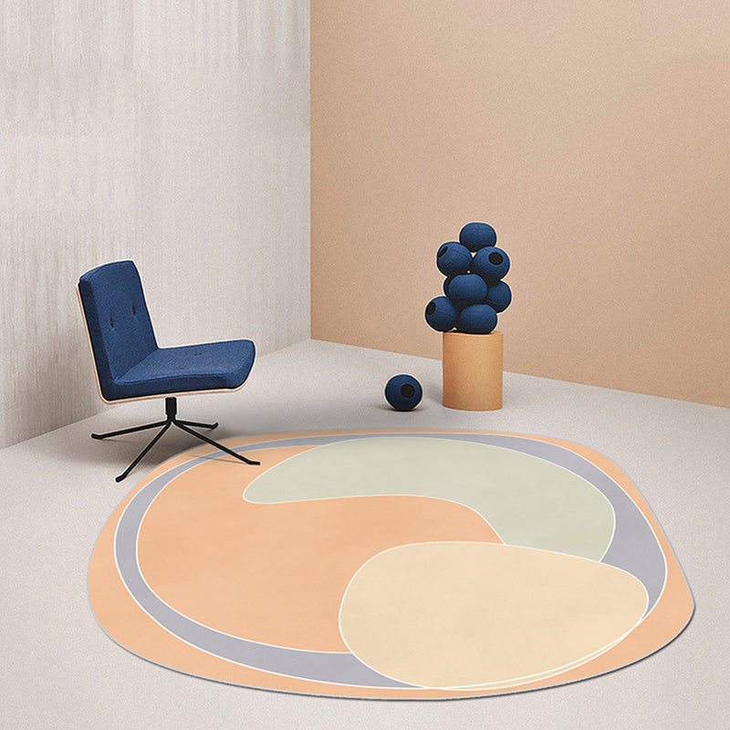 BowLift | Orange and Blue Irregular Area Rug Bedroom Novelty Colorblock Pattern Rug Polyester Non-Slip Carpet