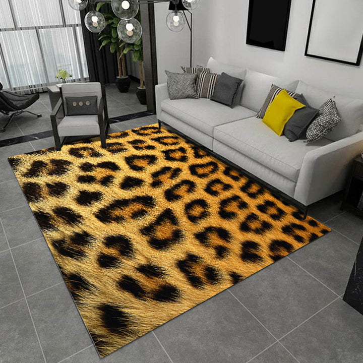 Black and Brown Bedroom Rug Modern Animal Leopard Tiger Pattern Rug Polyester Non-Slip Back Rug | Bowlift