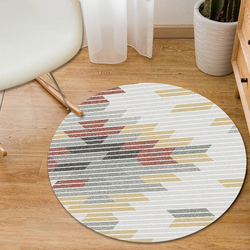 Gray and Yellow Bedroom Rug Modern Geometric Hexagon Triangle Pattern Rug Polyester Pet-Friendly Rug | Bowlift