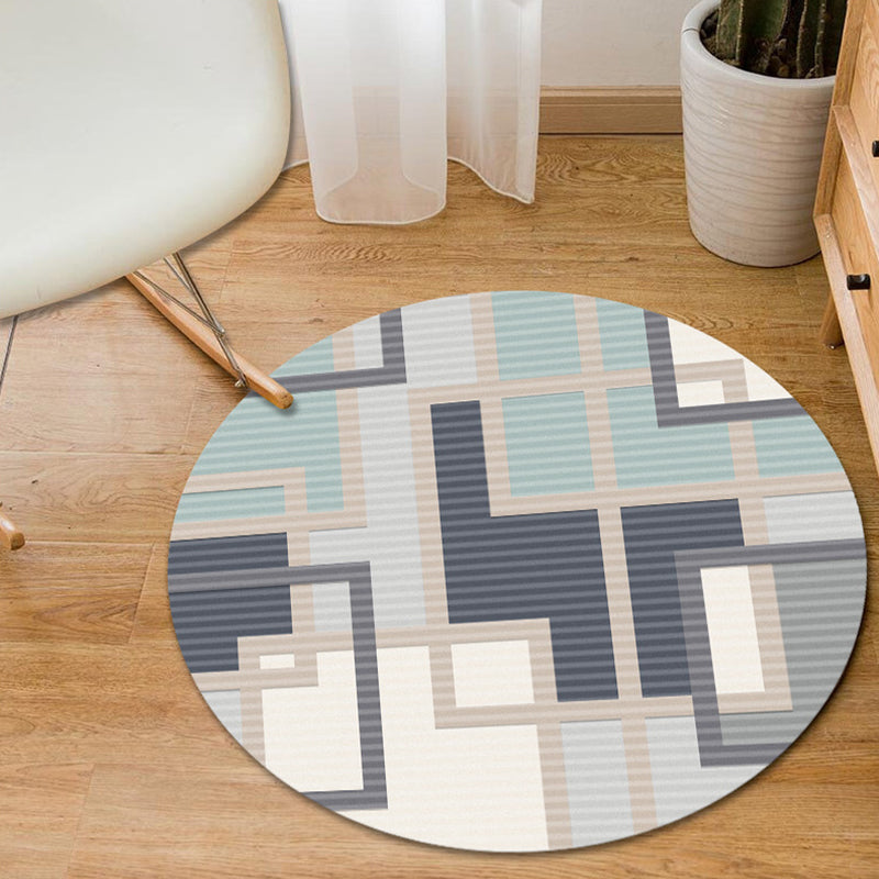 Gray and Yellow Bedroom Rug Modern Geometric Hexagon Triangle Pattern Rug Polyester Pet-Friendly Rug | Bowlift
