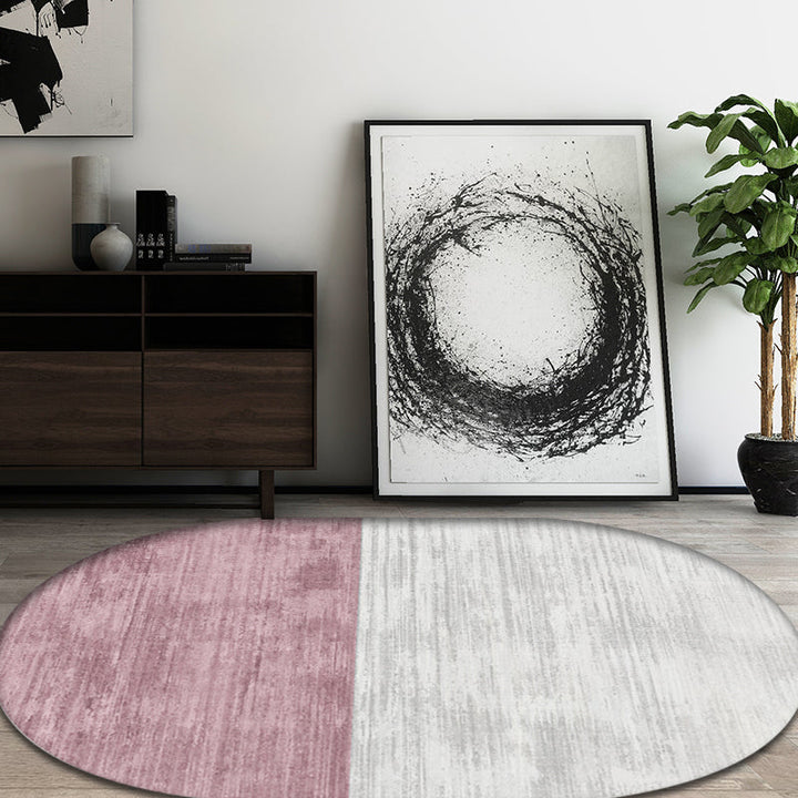BowLift | Novelty Living Room Carpet in Pink and Blue Color Block Print Carpet Polyester Stain Resistant Area Rug