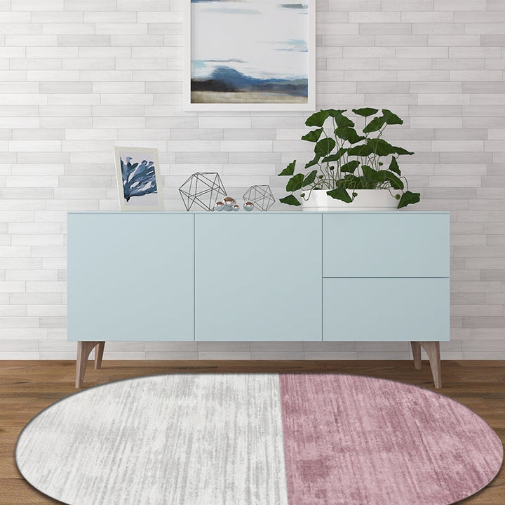 BowLift | Novelty Living Room Carpet in Pink and Blue Color Block Print Carpet Polyester Stain Resistant Area Rug
