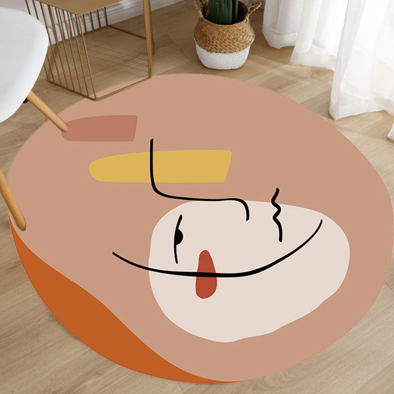 BowLift | Modern Novelty Irregular Carpet in Brown Abstract Line Figure Pattern Carpet Polyester Non-Slip Carpet for Home Decor