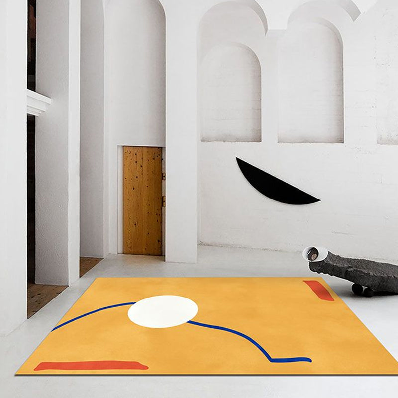 BowLift | Novelty Abstract Rug Pink and Yellow Polyester Rug Non-Slip Backing Pet-Friendly Rug for the Living Room
