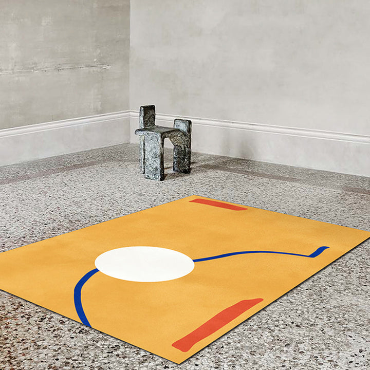 BowLift | Novelty Abstract Rug Pink and Yellow Polyester Rug Non-Slip Backing Pet-Friendly Rug for the Living Room