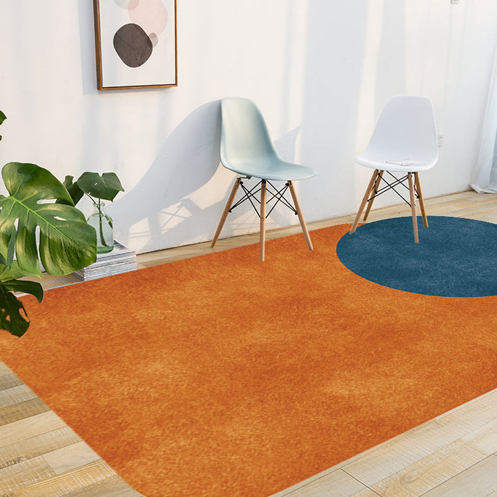 BowLift | Novelty Living Room Irregular Carpet in Gray and Pink Color Block Circle Rectangle Print Carpet Polyester Non-Slip Carpet