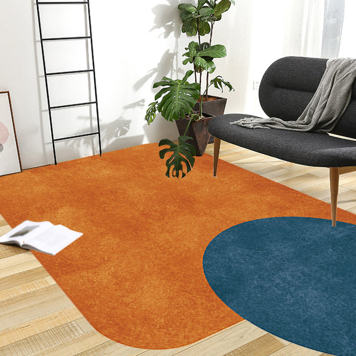 BowLift | Novelty Living Room Irregular Carpet in Gray and Pink Color Block Circle Rectangle Print Carpet Polyester Non-Slip Carpet