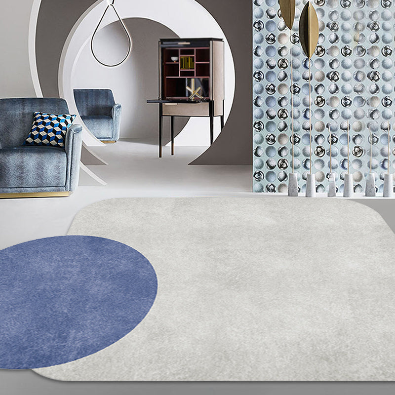 BowLift | Novelty Living Room Irregular Carpet in Gray and Pink Color Block Circle Rectangle Print Carpet Polyester Non-Slip Carpet
