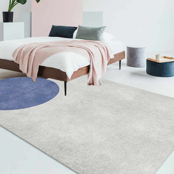 BowLift | Novelty Living Room Irregular Carpet in Gray and Pink Color Block Circle Rectangle Print Carpet Polyester Non-Slip Carpet