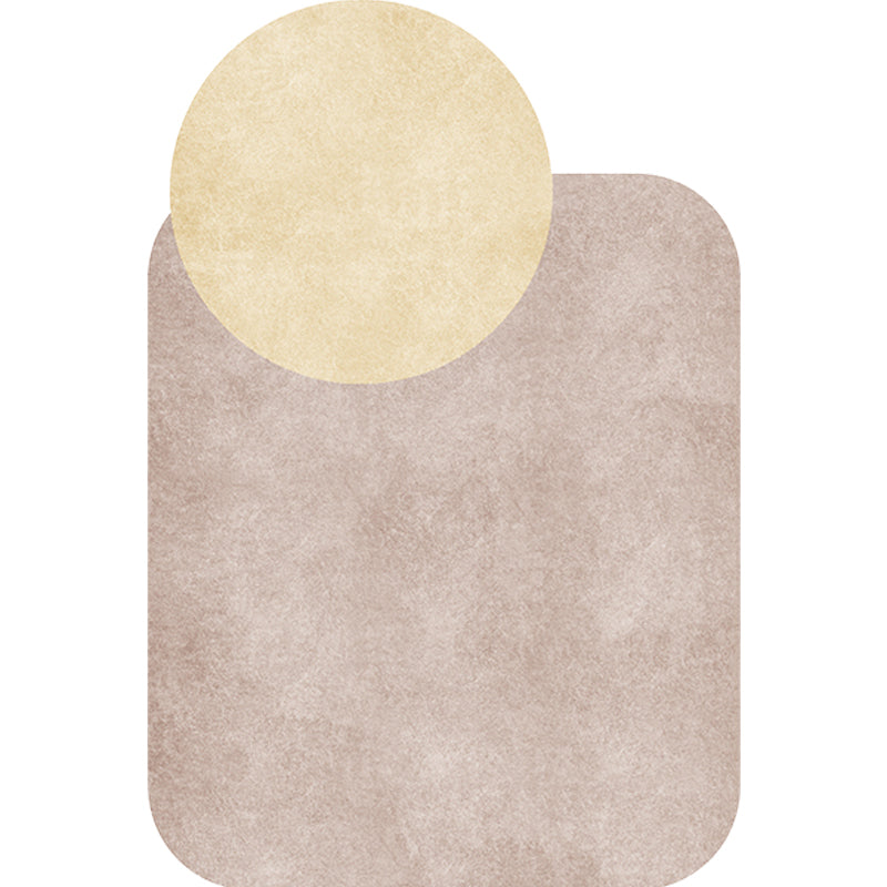 BowLift | Novelty Living Room Irregular Carpet in Gray and Pink Color Block Circle Rectangle Print Carpet Polyester Non-Slip Carpet