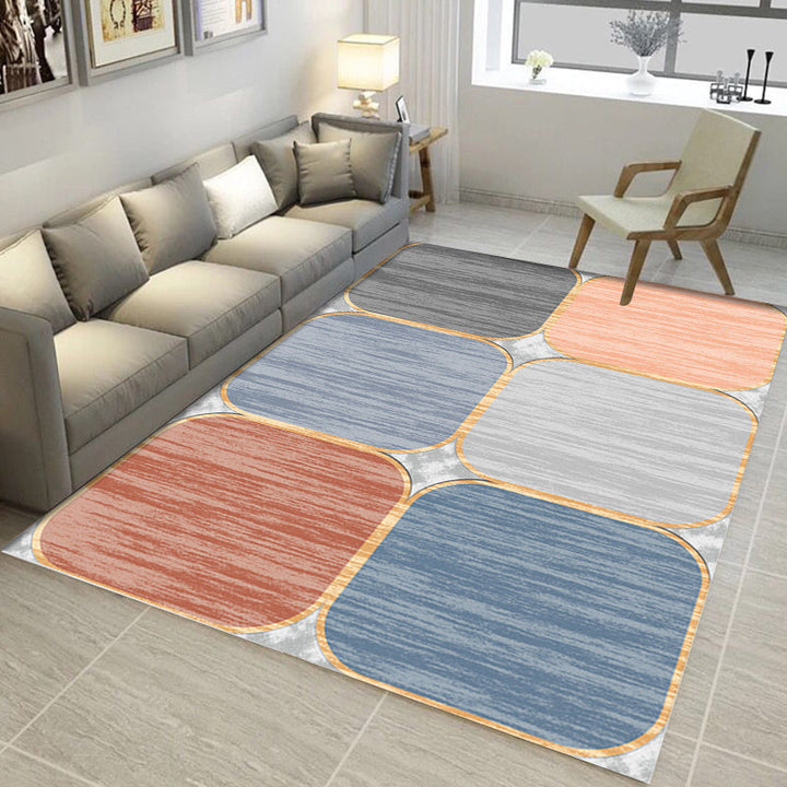 Pink and Brown Bedroom Rug Modern Color Block Geometric Pattern Area Rug Polyester Stain Resistant Rug | Bowlift