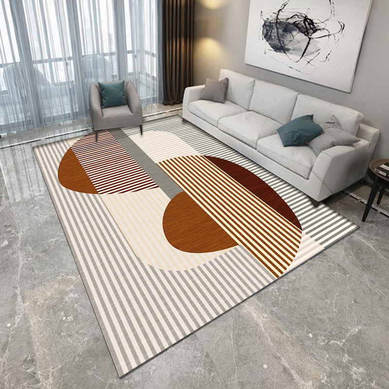 Pink and Brown Bedroom Rug Modern Color Block Geometric Pattern Area Rug Polyester Stain Resistant Rug | Bowlift