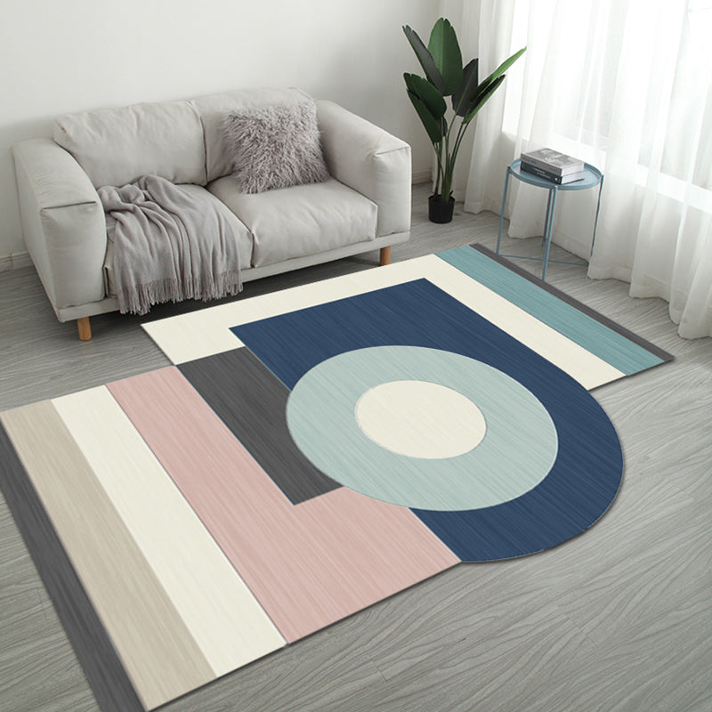 BowLift | Minimalist Irregular Novelty Carpet Multicolor Color Block Pattern Rug Polyester Pet-Friendly Area Rug for Home Decoration