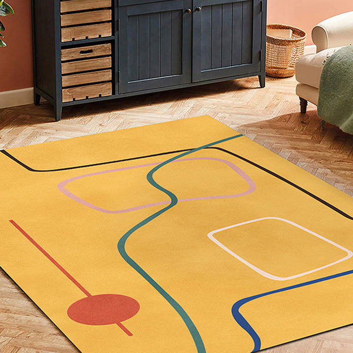 BowLift | Nordic Modernism Carpet Blue and Yellow Abstract Carpet Pet Friendly Non-slip Rug for Bedroom