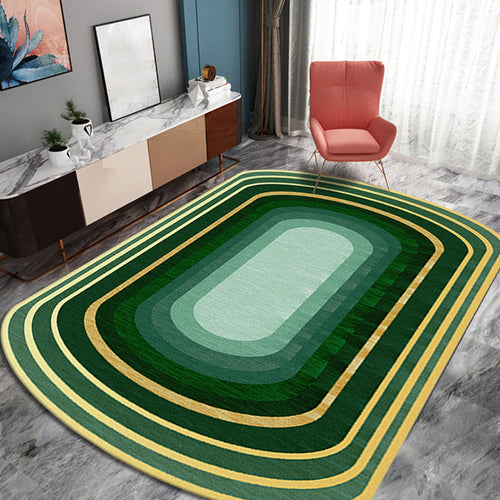 BowLift | Novelty Living Room Irregular Carpet in Green Color Block Print Carpet Polyester Stain Resistant Area Rug