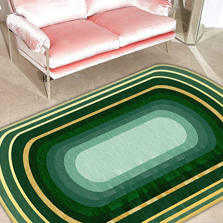 BowLift | Novelty Living Room Irregular Carpet in Green Color Block Print Carpet Polyester Stain Resistant Area Rug