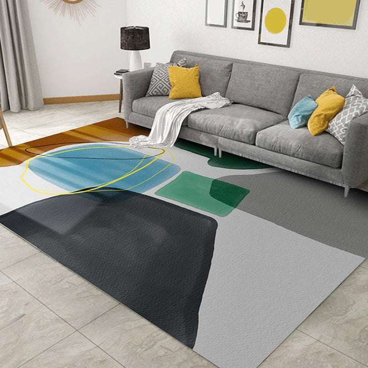 Multicolored geometric patterned rug Polyester Easy rug Washable pet-friendly rug Rug for the living room | Bowlift