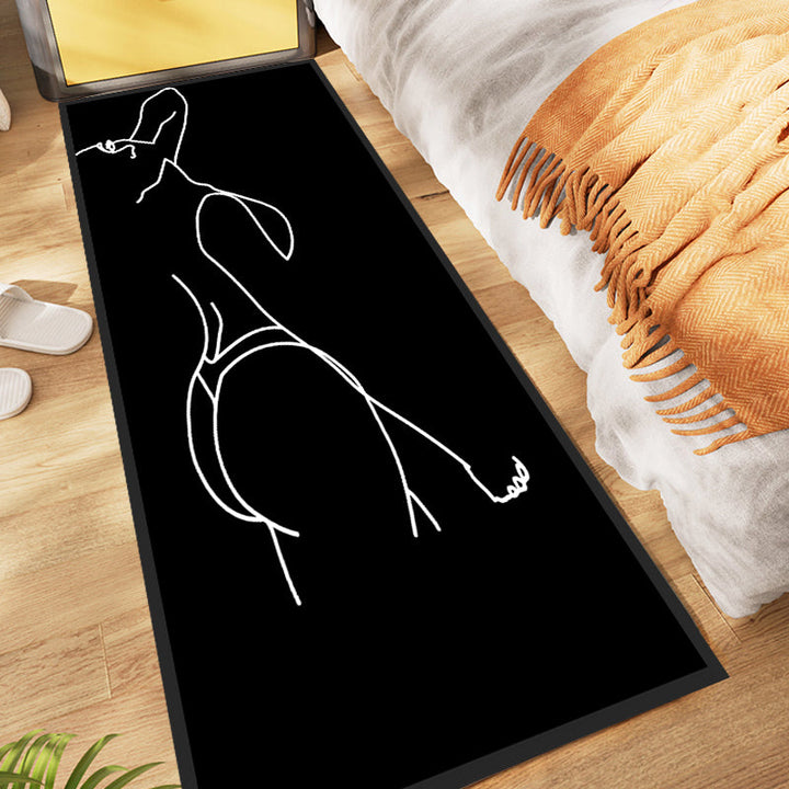 BowLift | Novelty Abstract Rug Modern Black Polyester Rug Non-Slip Pet-Friendly Area Rug for Bedroom
