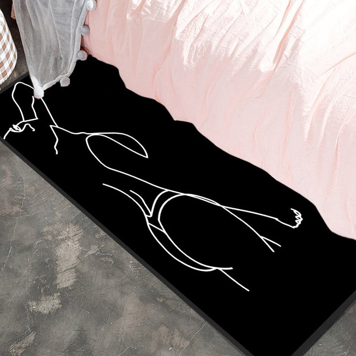BowLift | Novelty Abstract Rug Modern Black Polyester Rug Non-Slip Pet-Friendly Area Rug for Bedroom