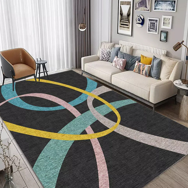 Unique Colorblock Geometric Pattern Rug Polyester Modernist Rug Pet-Friendly Non-Slip Back Rug for the Living Room | Bowlift