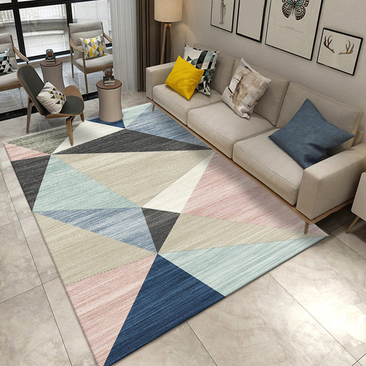 Unique Colorblock Geometric Pattern Rug Polyester Modernist Rug Pet-Friendly Non-Slip Back Rug for the Living Room | Bowlift