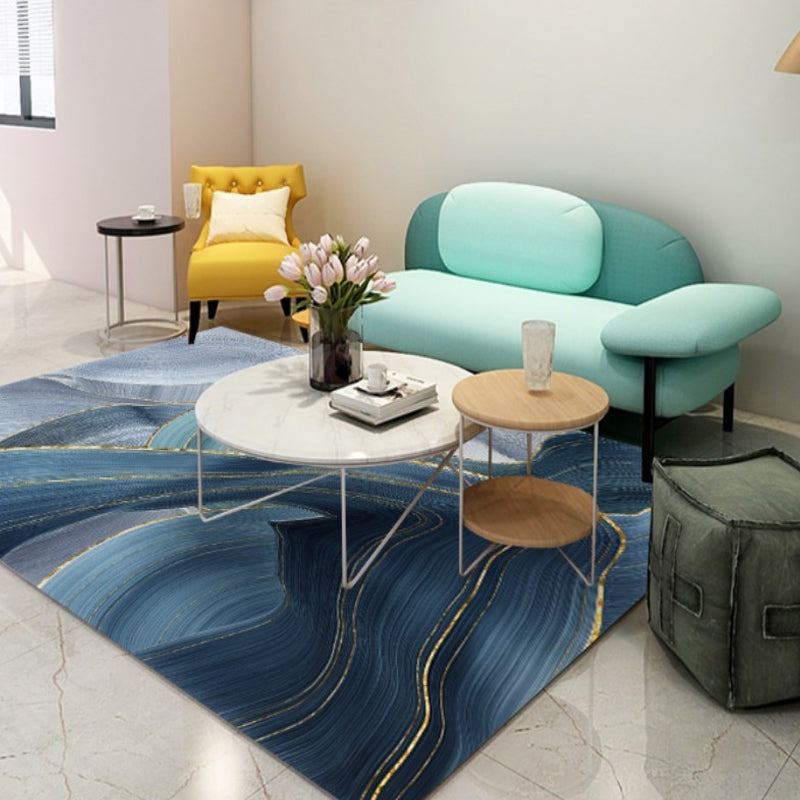 Contemporary rug for the living room Green Multicolor Abstract rug Polyester Washable Non-slip Pet-friendly rug | Bowlift