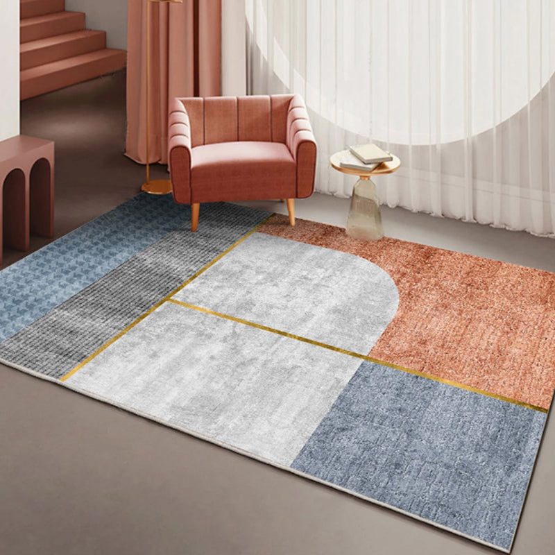 New Color Block Abstract Living Room Rug Polyester New Abstract Rug Washable Pet-Friendly Rug | Bowlift