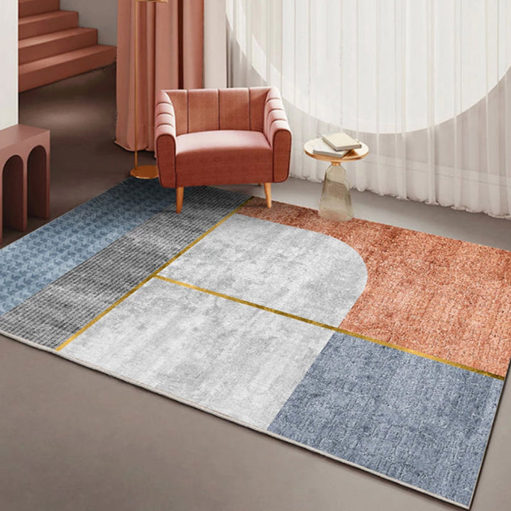 New Color Block Abstract Living Room Rug Polyester New Abstract Rug Washable Pet-Friendly Rug | Bowlift