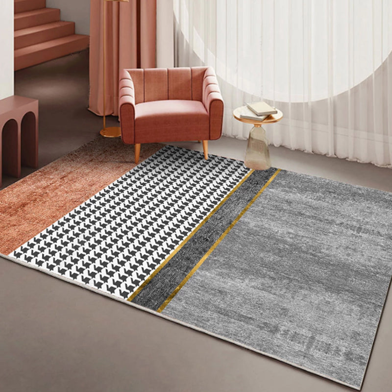 New Color Block Abstract Living Room Rug Polyester New Abstract Rug Washable Pet-Friendly Rug | Bowlift