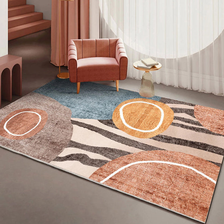 New Color Block Abstract Living Room Rug Polyester New Abstract Rug Washable Pet-Friendly Rug | Bowlift