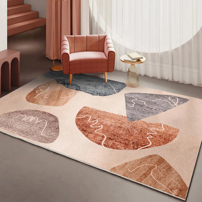 New Color Block Abstract Living Room Rug Polyester New Abstract Rug Washable Pet-Friendly Rug | Bowlift