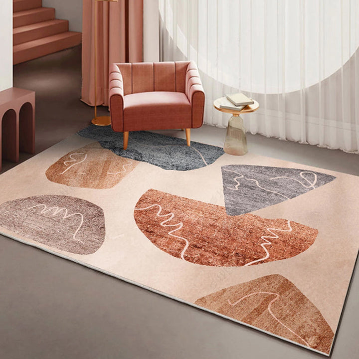 New Color Block Abstract Living Room Rug Polyester New Abstract Rug Washable Pet-Friendly Rug | Bowlift