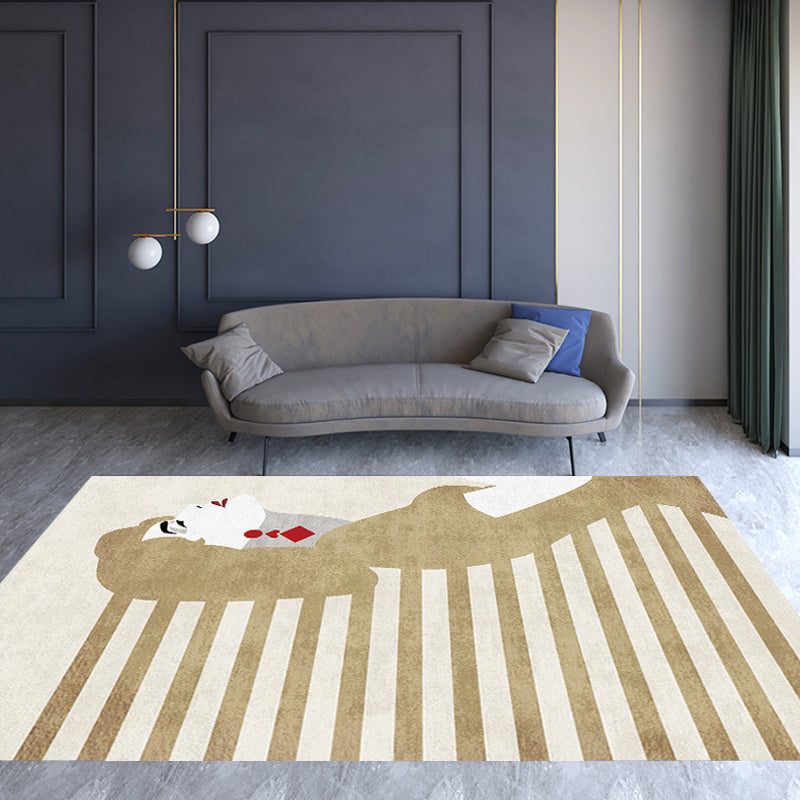 BowLift | Contemporary Figure Pattern Carpet Multicolor Polyester Carpet Washable Pet Friendly Area Rug for Bedroom